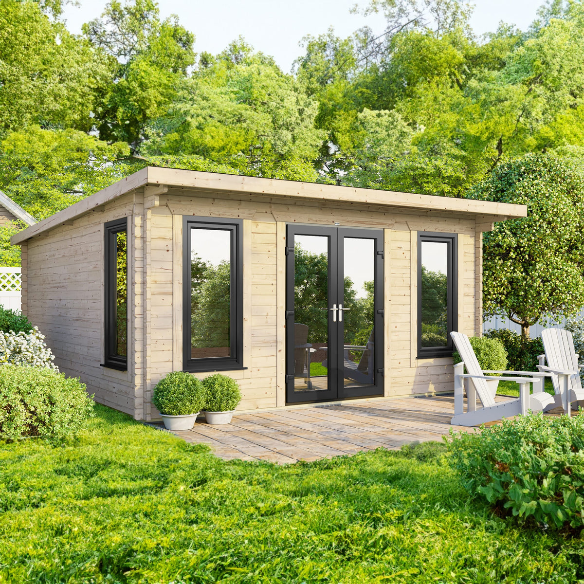 Power Pent Log Cabin - 44mm 16x14 / Centre