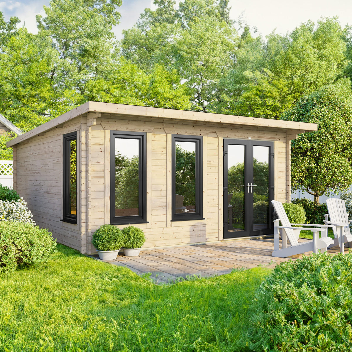 Power Pent Log Cabin - 44mm 16x14 / Right