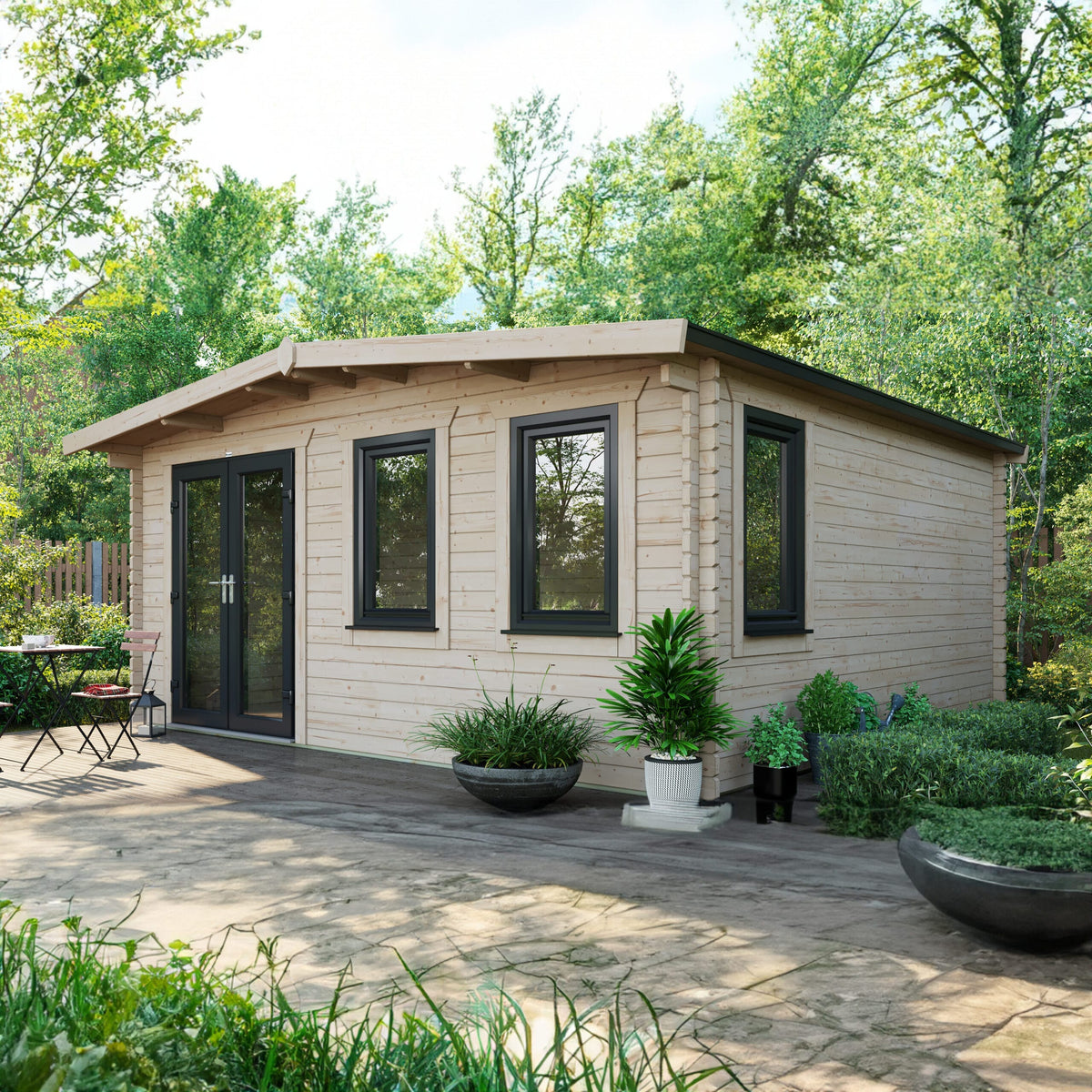 Power Sheds Power Chalet Log Cabin 44mm 16ft x 16ft / Left