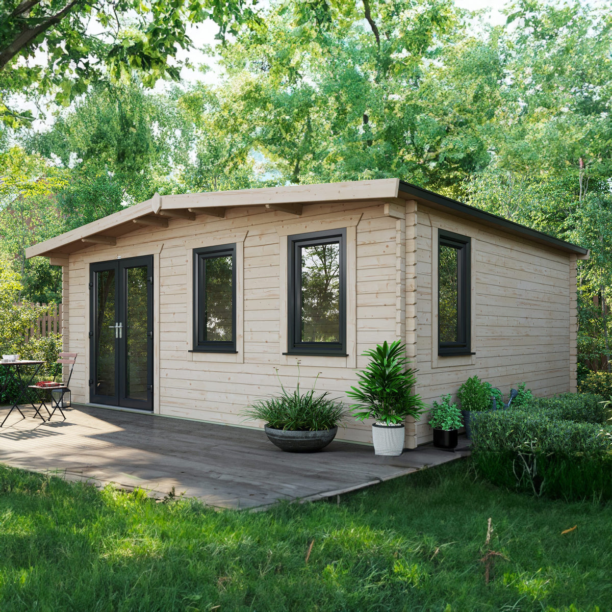 Power Sheds Power Chalet Log Cabin 44mm 16ft x 18ft / Left