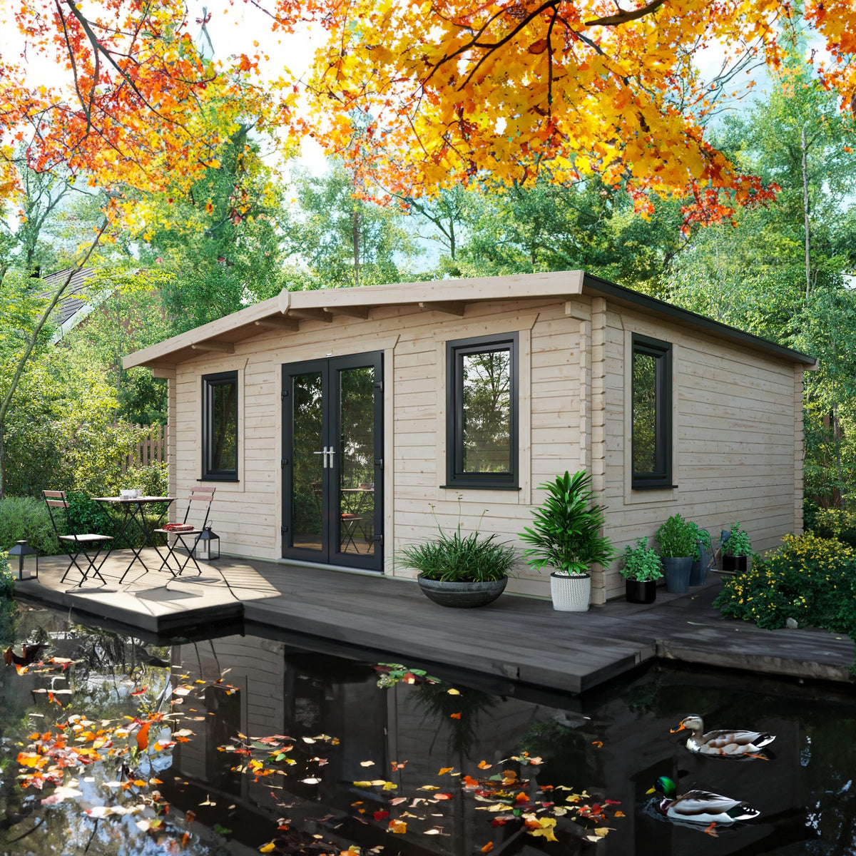 Power Sheds Power Chalet Log Cabin 44mm 16ft x 18ft / Centre