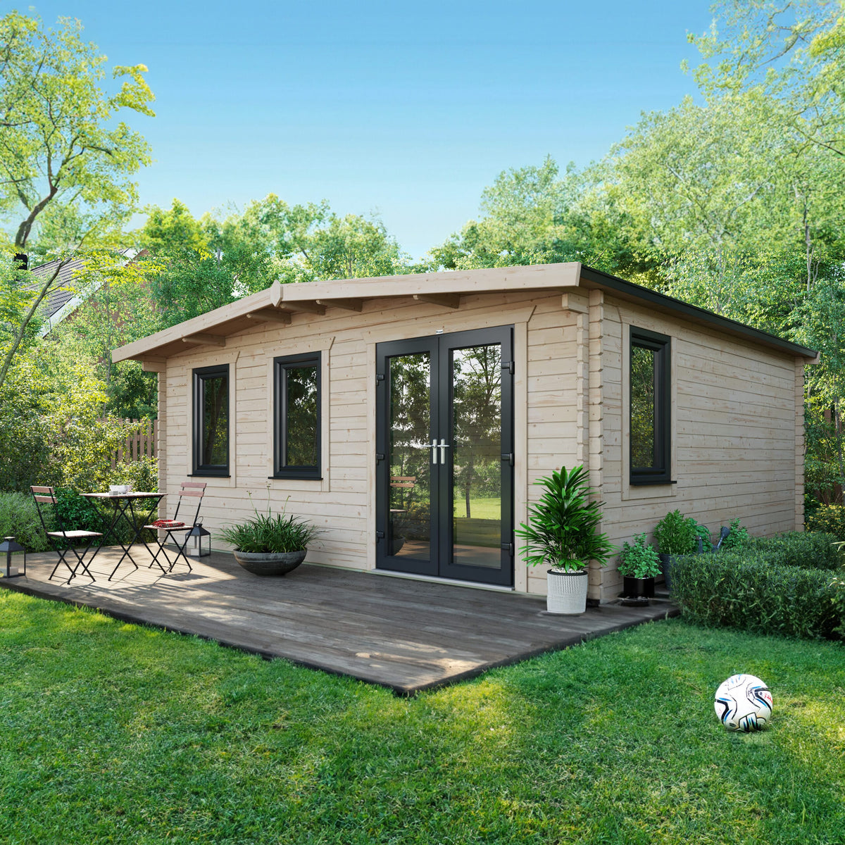 Power Sheds Power Chalet Log Cabin 44mm 16ft x 18ft / Right