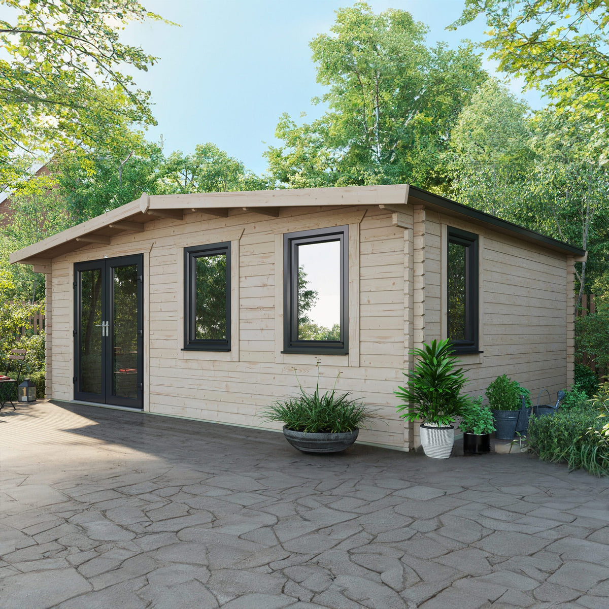 Power Sheds Power Chalet Log Cabin 44mm 16ft x 20ft / Left
