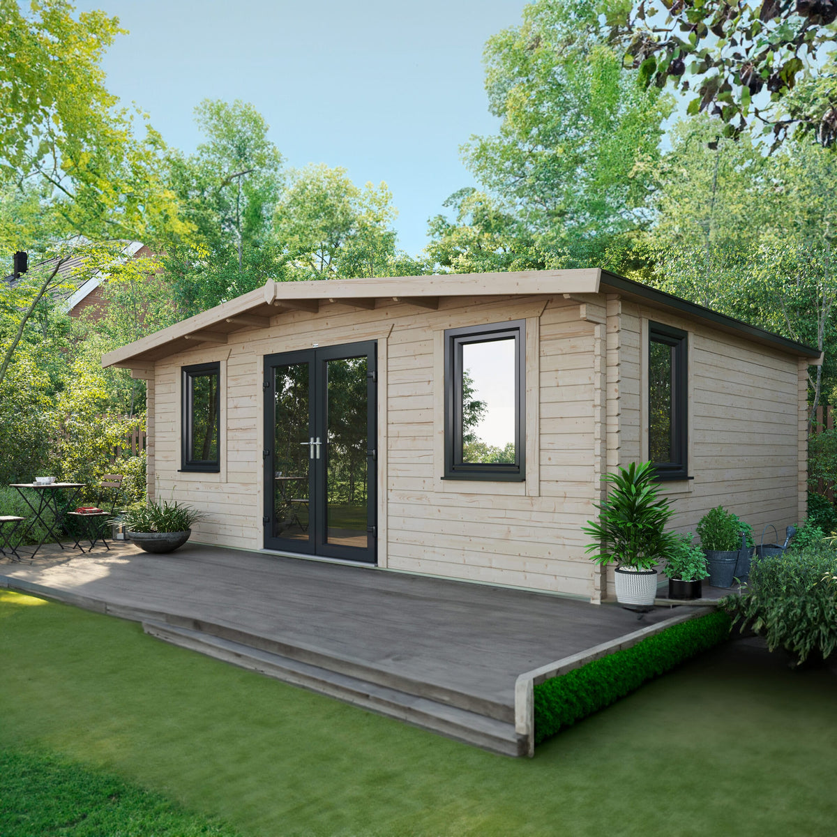 Power Sheds Power Chalet Log Cabin 44mm 16ft x 20ft / Centre