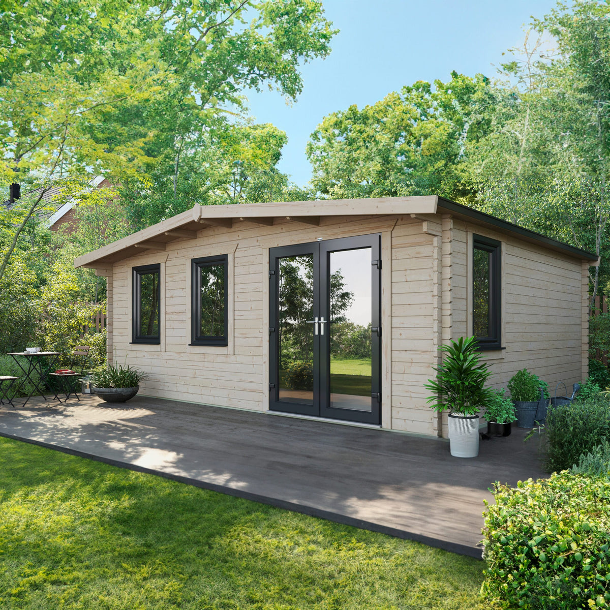 Power Sheds Power Chalet Log Cabin 44mm 16ft x 20ft / Right