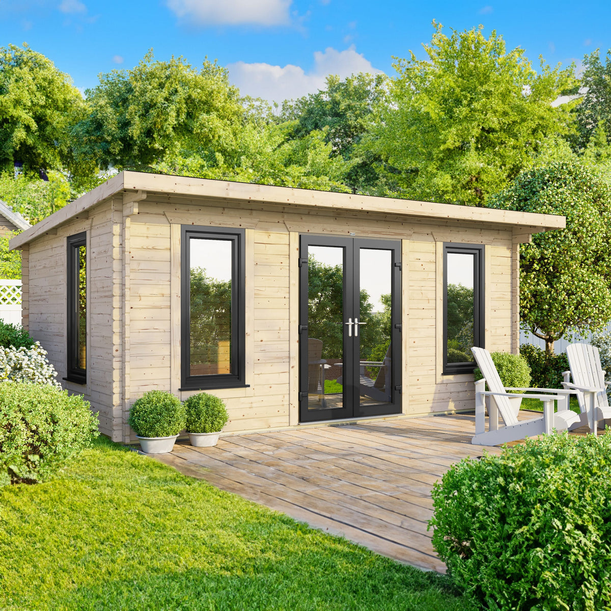 Power Pent Log Cabin - 44mm 18x10 / Centre