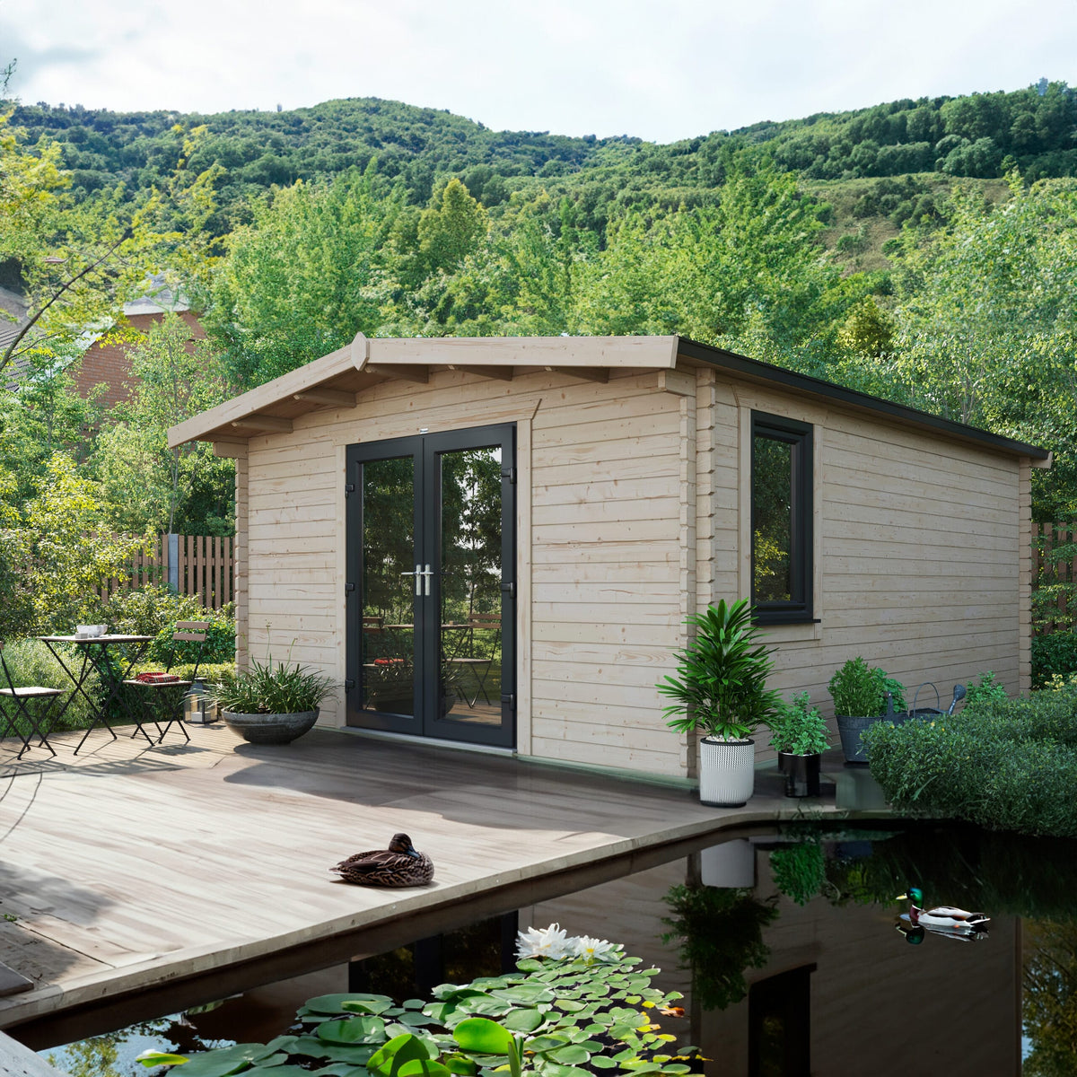 Power Sheds Power Chalet Log Cabin 44mm 18ft x 14ft / Centre