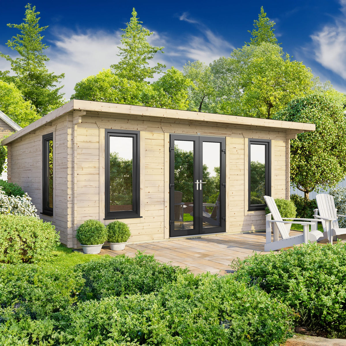 Power Pent Log Cabin - 44mm 18x14 / Centre