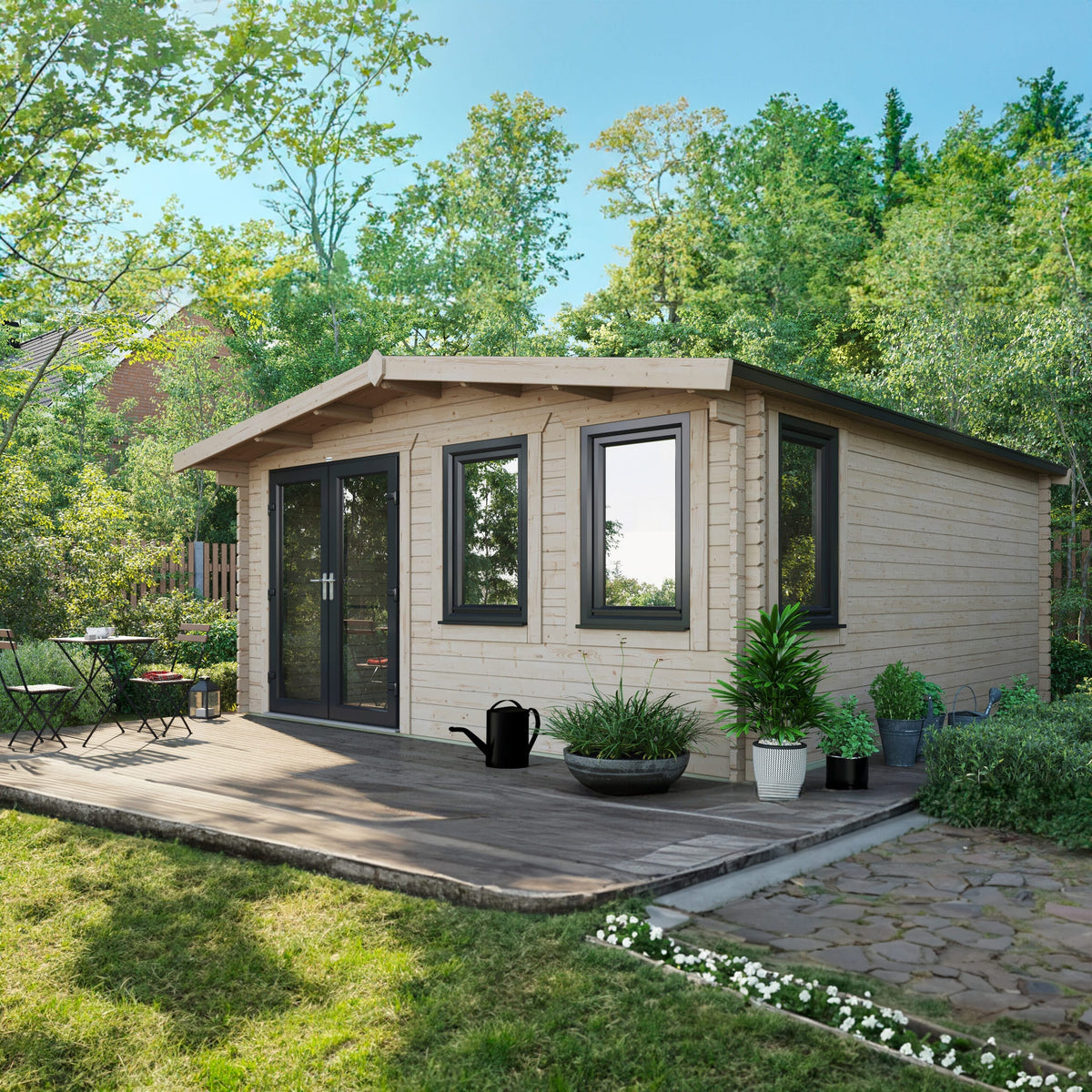 Power Sheds Power Chalet Log Cabin 44mm 18ft x 16ft / Left