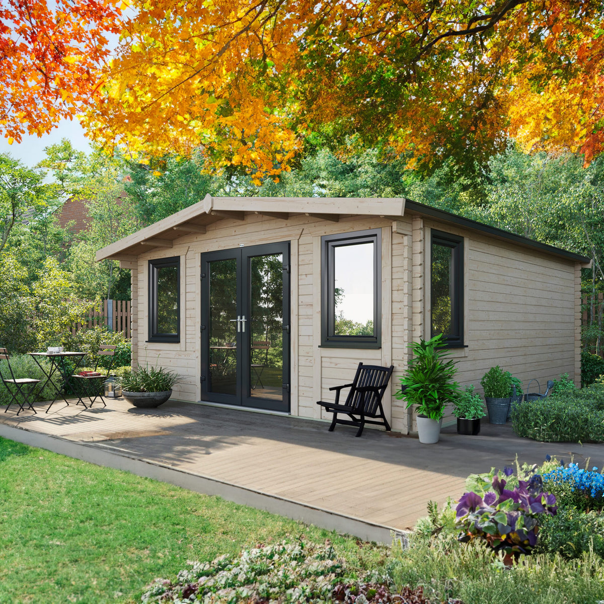 Power Sheds Power Chalet Log Cabin 44mm 18ft x 16ft / Centre