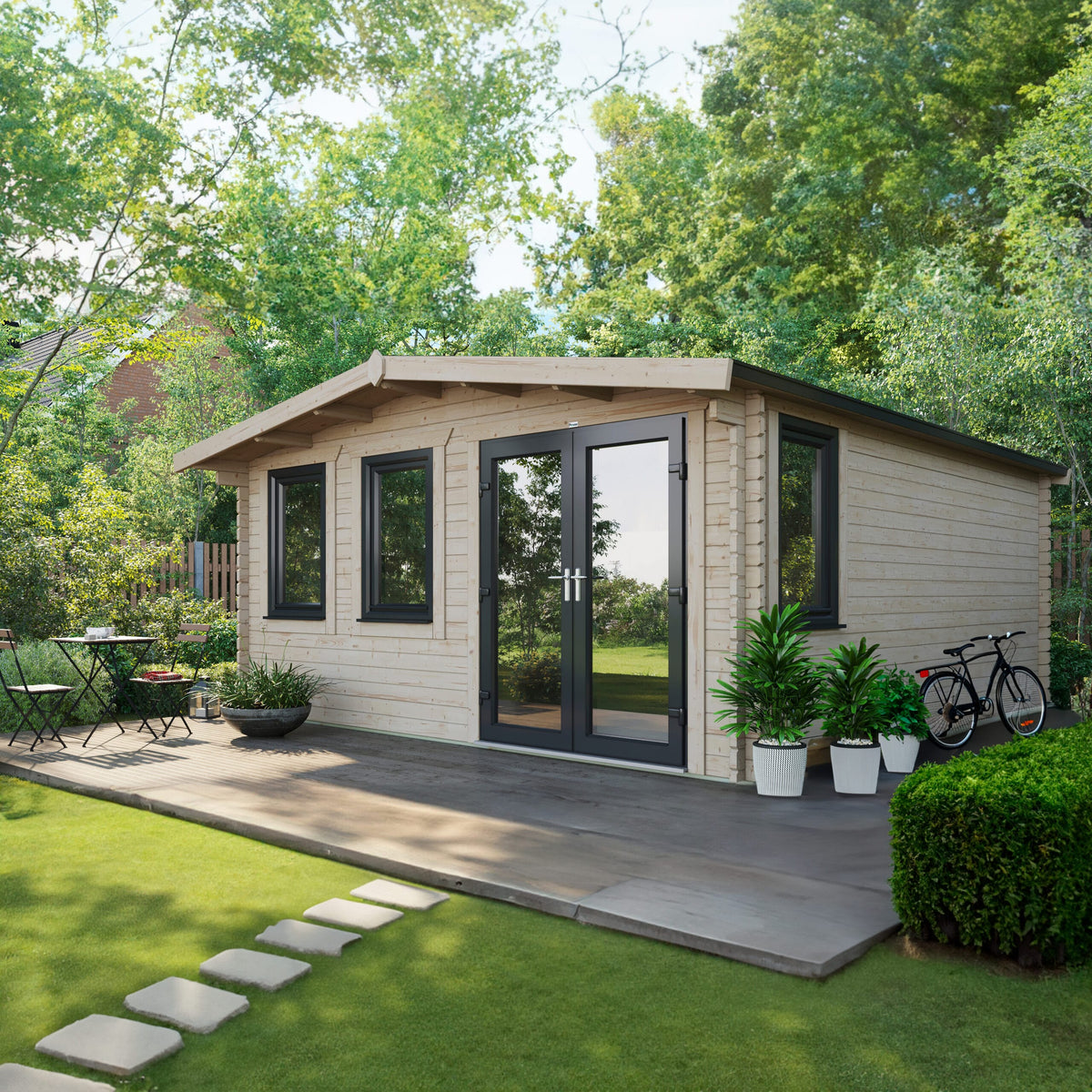 Power Sheds Power Chalet Log Cabin 44mm 18ft x 16ft / Right
