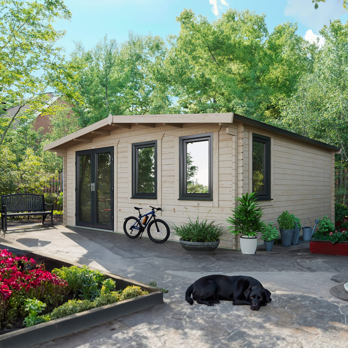 Power Sheds Power Chalet Log Cabin 44mm 18ft x 18ft / Left