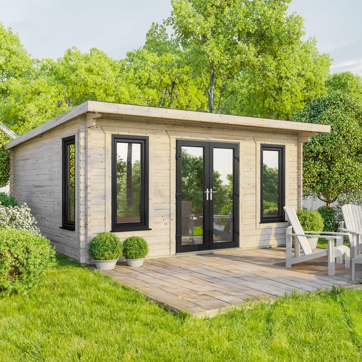 Power Pent Log Cabin - 44mm 18x18 / Centre