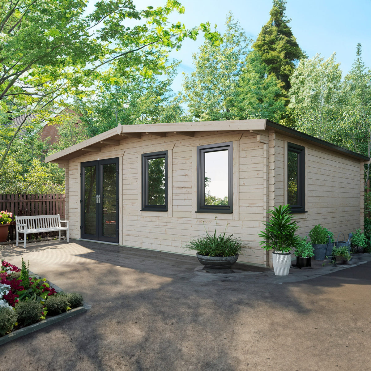 Power Sheds Power Chalet Log Cabin 44mm 18ft x 20ft / Left