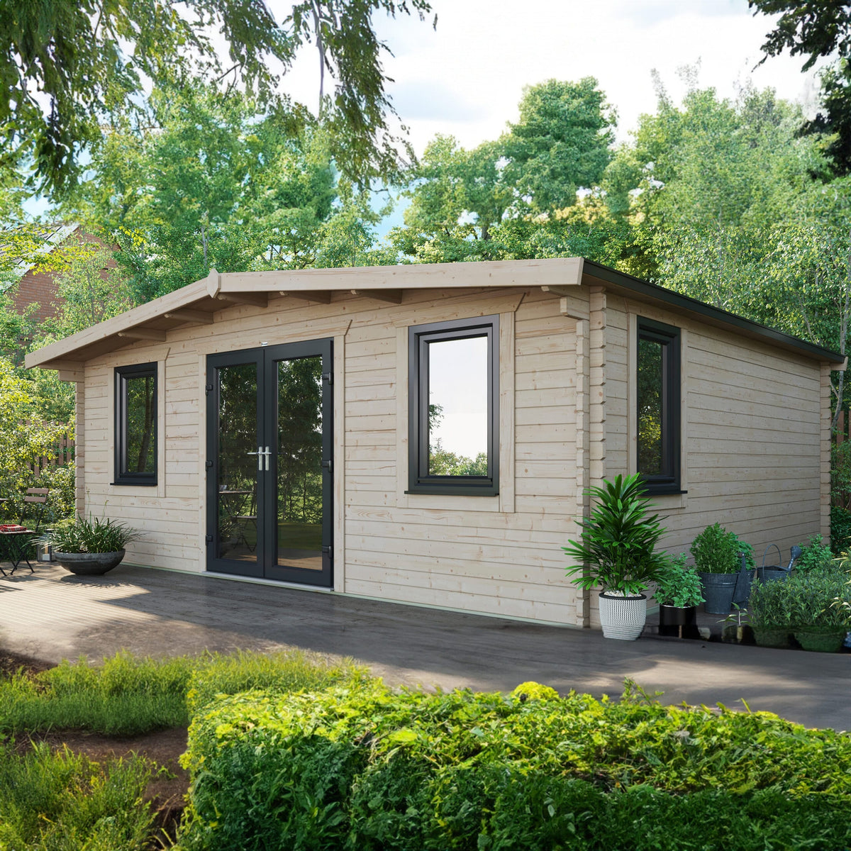 Power Sheds Power Chalet Log Cabin 44mm 18ft x 20ft / Centre