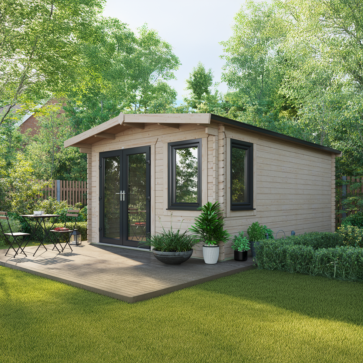 Power Sheds Power Chalet Log Cabin 44mm 18ft x 12ft / Left