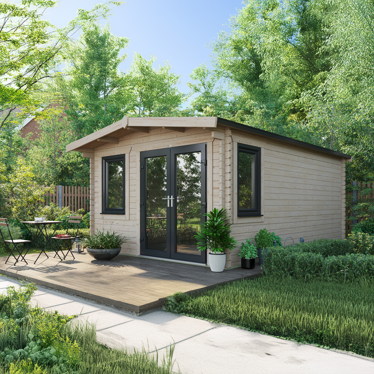 Power Sheds Power Chalet Log Cabin 44mm 18ft x 12ft / Right