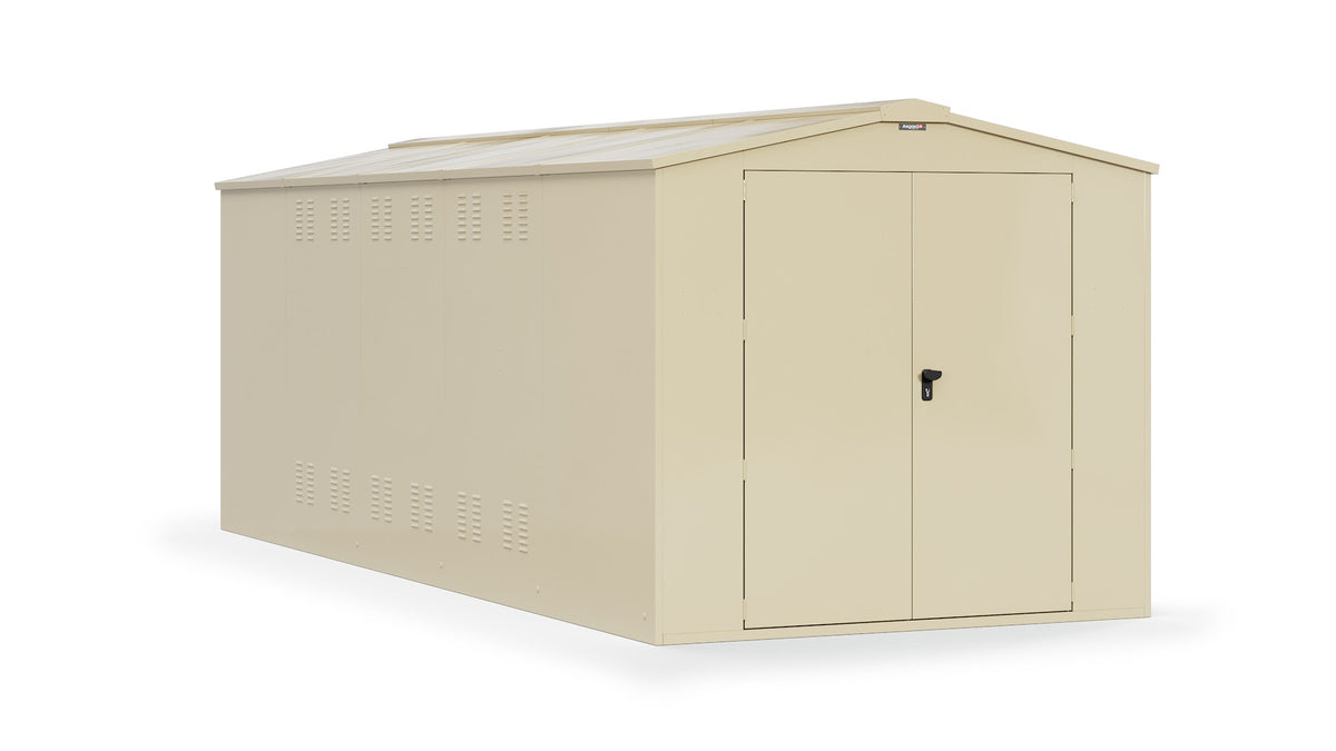 Asgard Gladiator 7x18 motorcycle garage in ivory