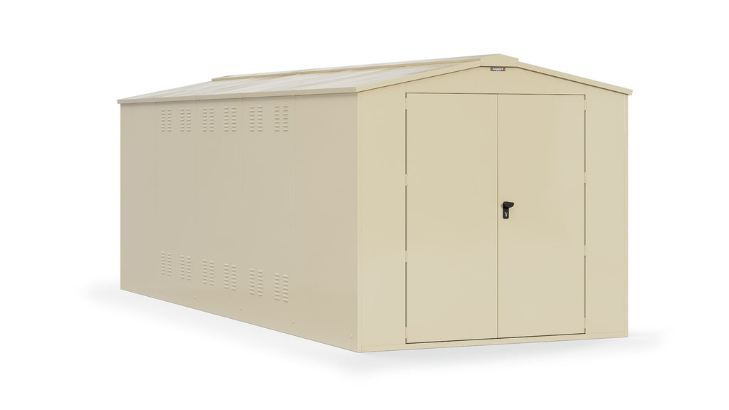 Asgard Gladiator 7x18 steel garage in ivory