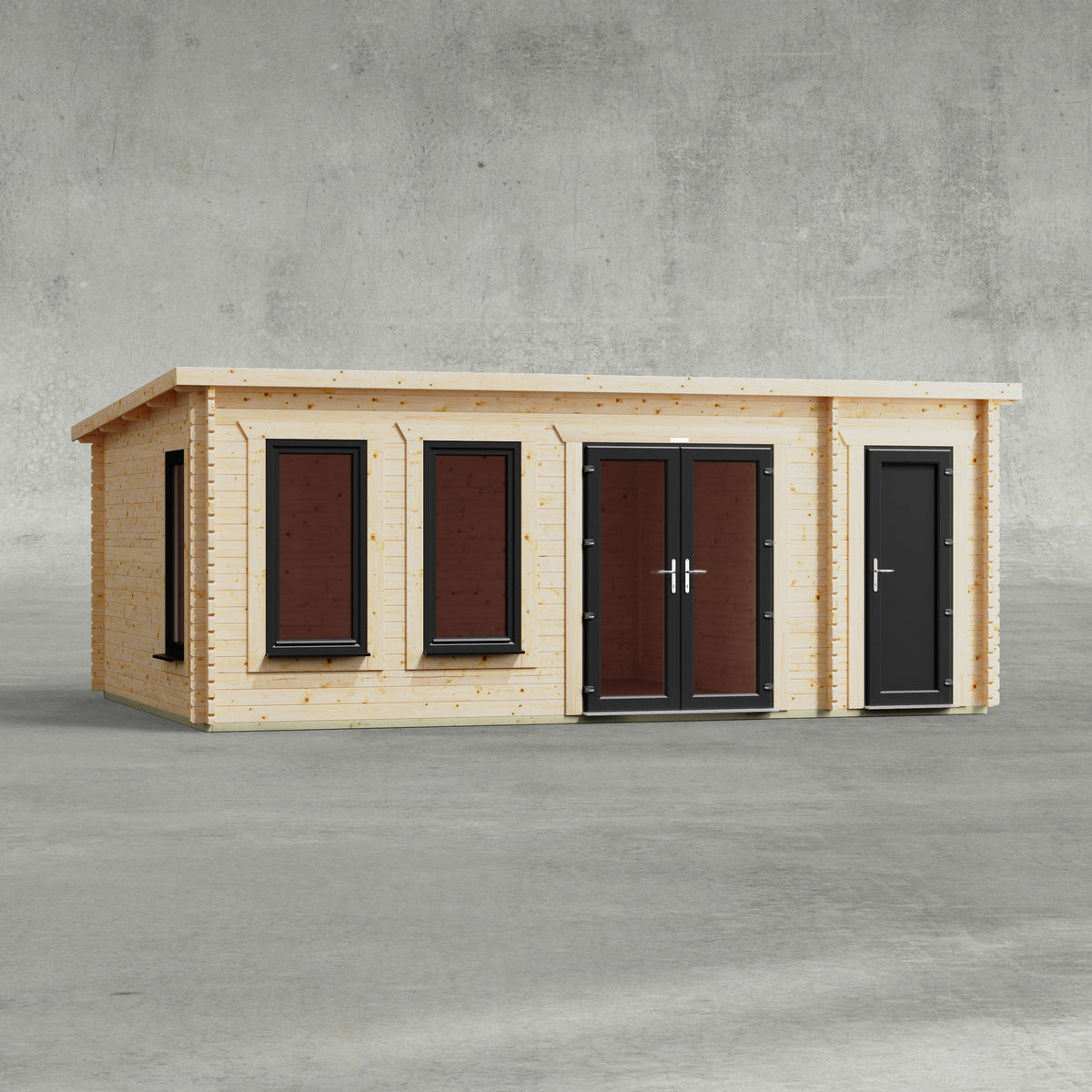Power Sheds Power Pent Combi Log Cabin 20ft x 14ft / Right