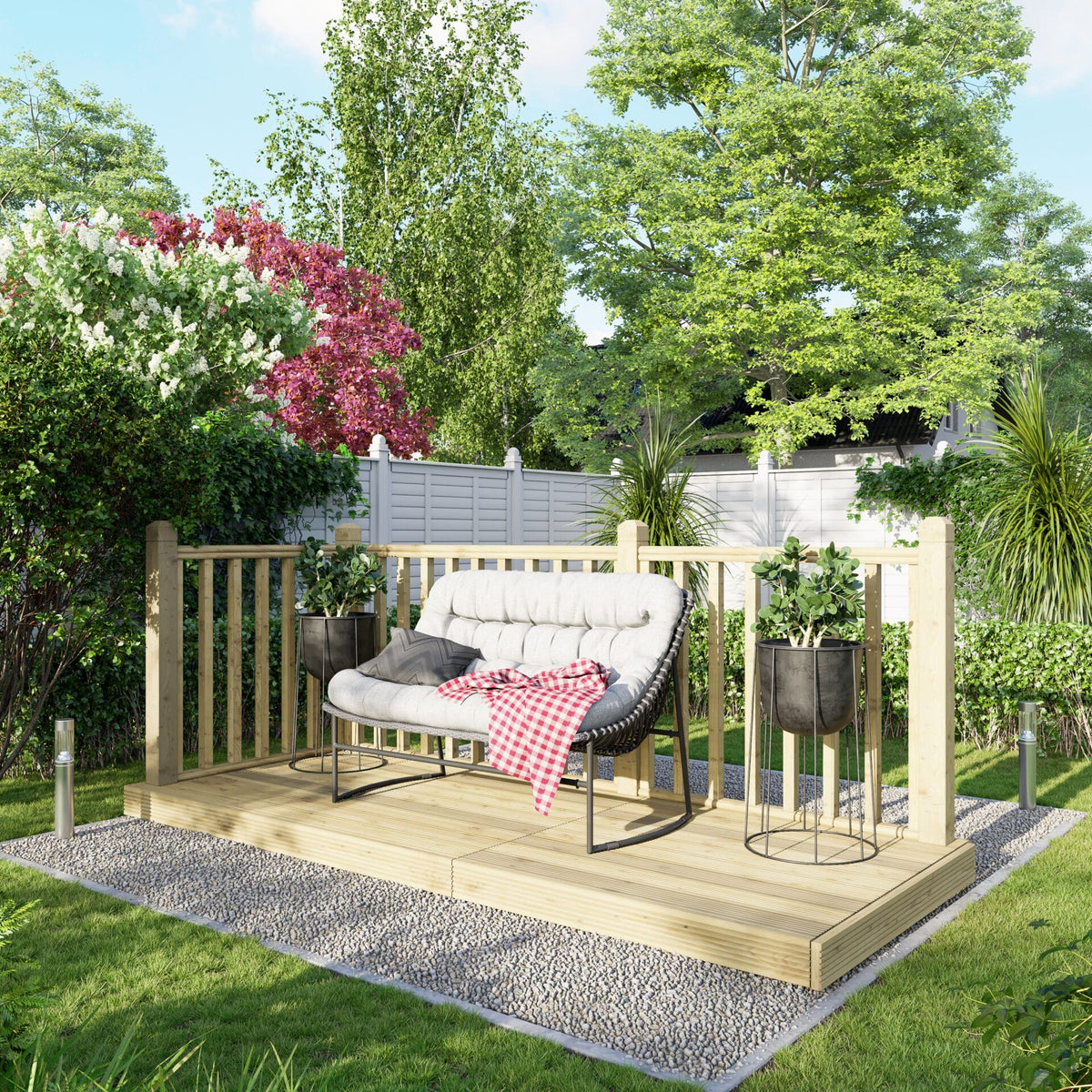Power Wooden Decking Kit 4x10 / Handrails on Two Sides