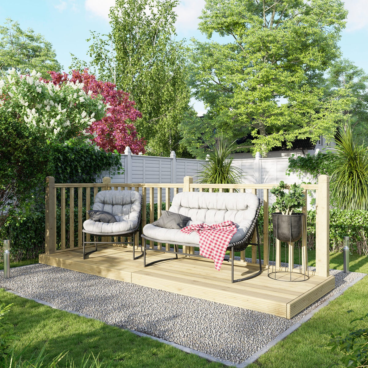 Power Wooden Decking Kit 4x12 / Handrails on Two Sides
