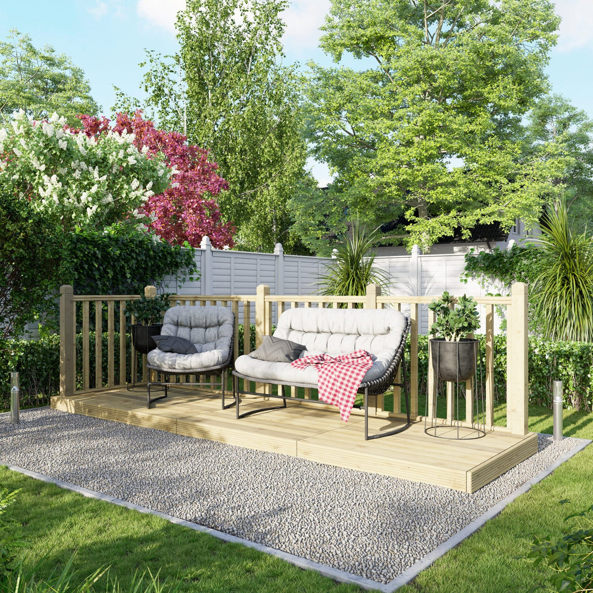 Power Wooden Decking Kit 4x14 / Handrails on Two Sides