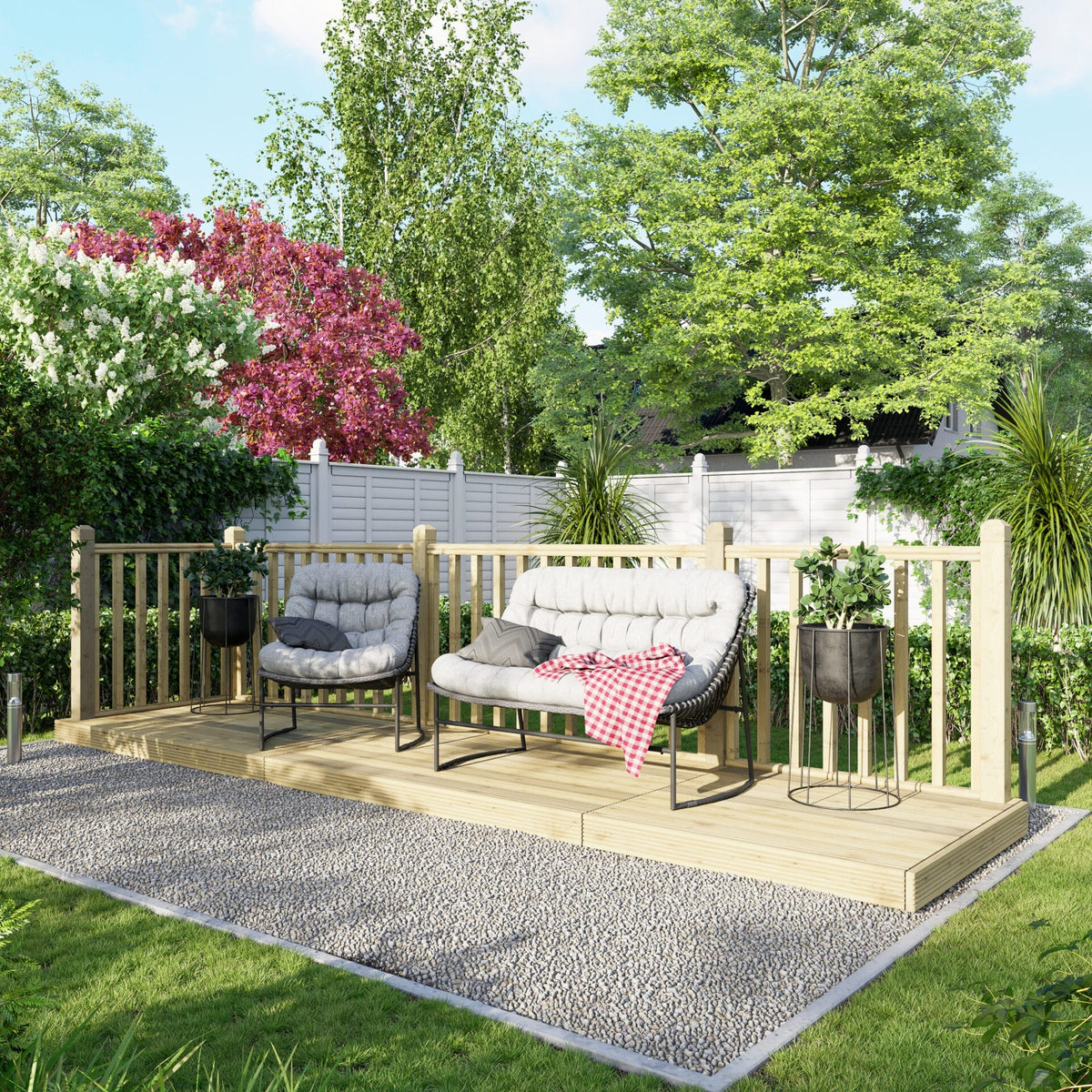 Power Wooden Decking Kit 4x16 / Handrails on Two Sides