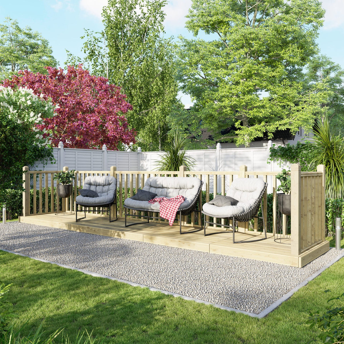 Power Wooden Decking Kit 4x20 / Handrails on Three Sides