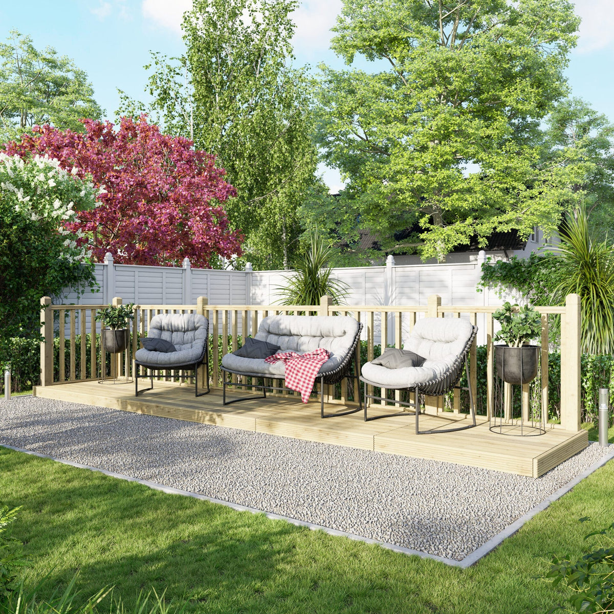 Power Wooden Decking Kit 4x20 / Handrails on Two Sides