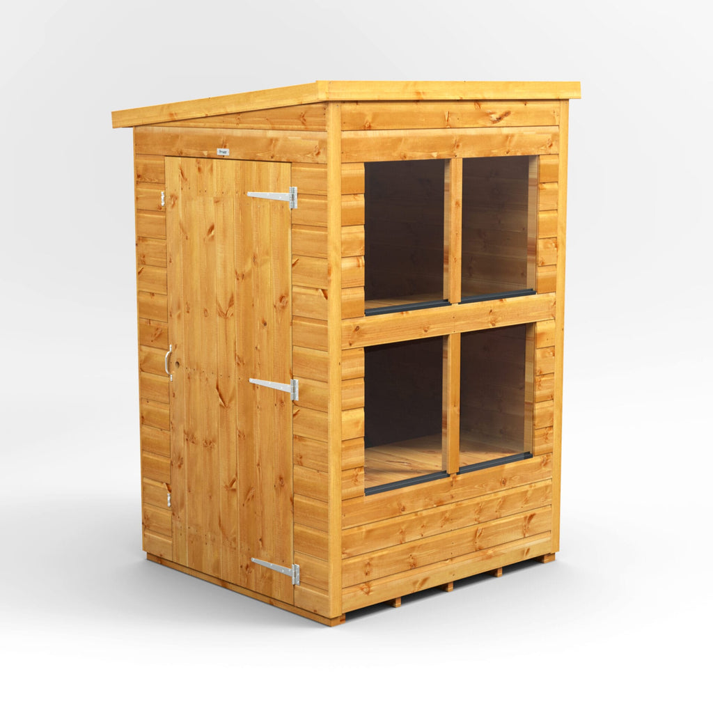 Power Pent Potting Shed – 4x4 exterior view with single door