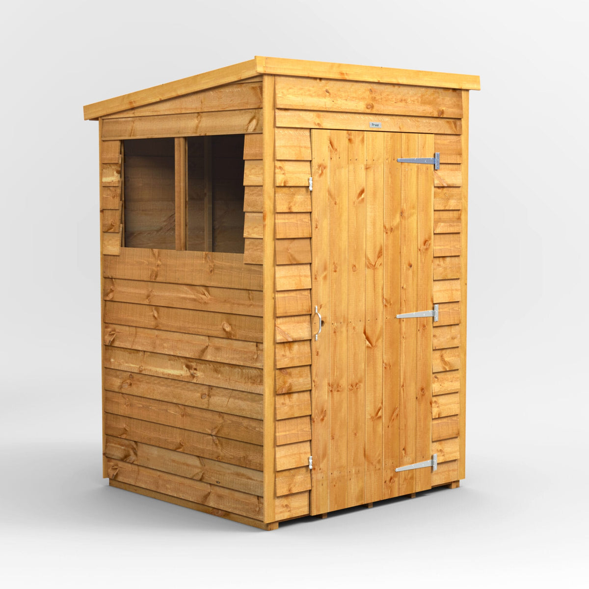 Power Overlap Pent Shed – 4x4 exterior view with windows and single door