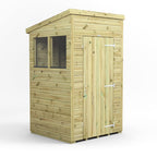 Power Premium Pent Shed – 4x4 exterior view with windows and single door