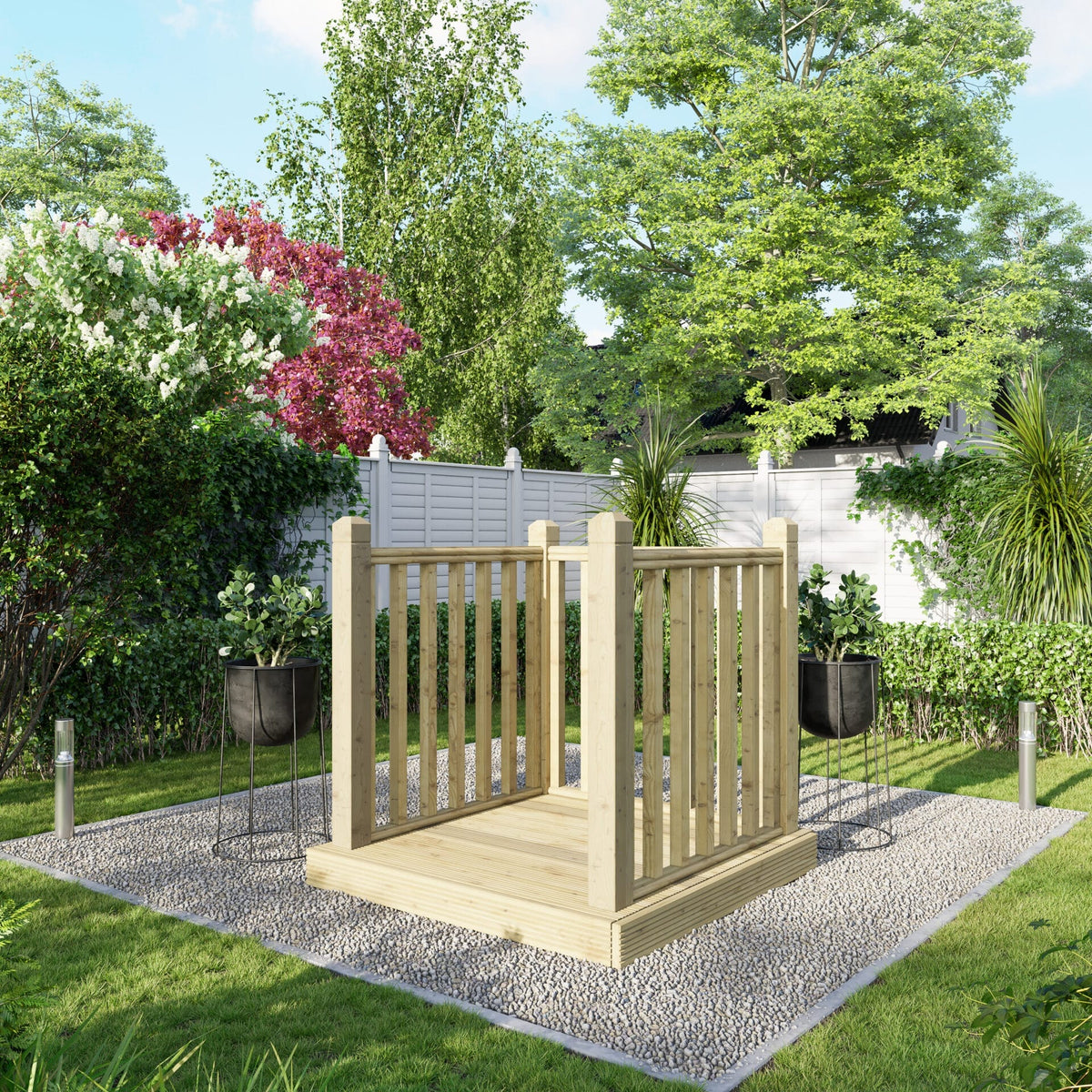 Power Wooden Decking Kit 4x4 / Handrails on Three Sides