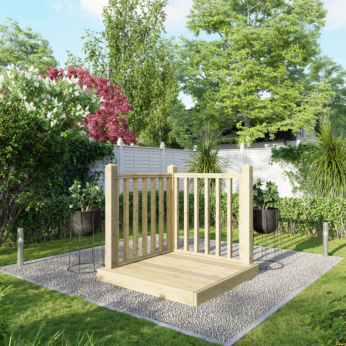 Power Wooden Decking Kit 4x4 / Handrails on Two Sides