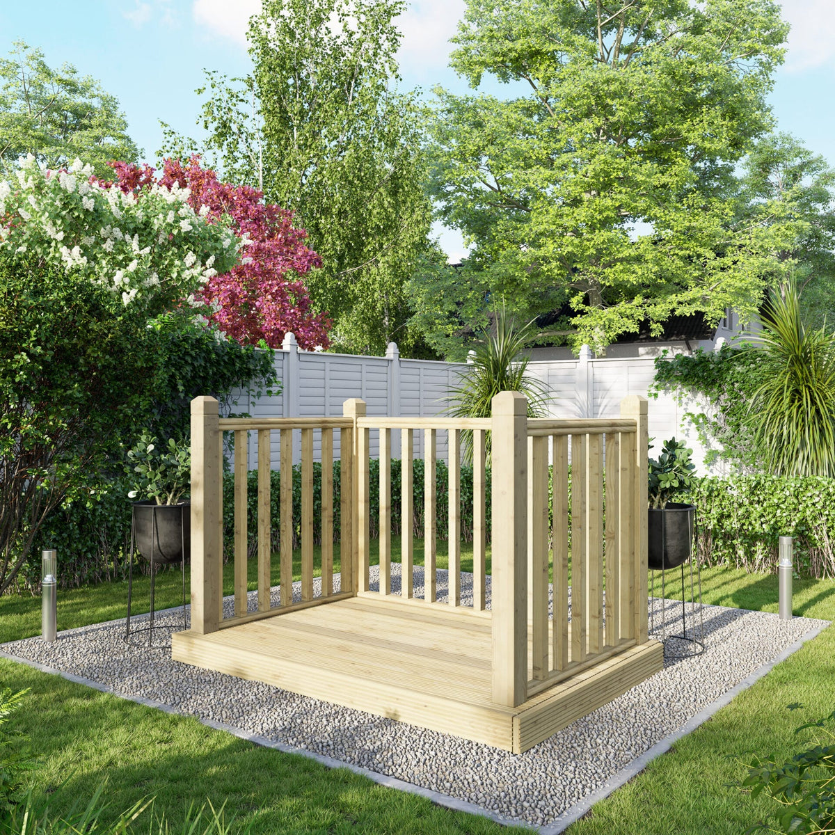 Power Wooden Decking Kit 4x6 / Handrails on Three Sides