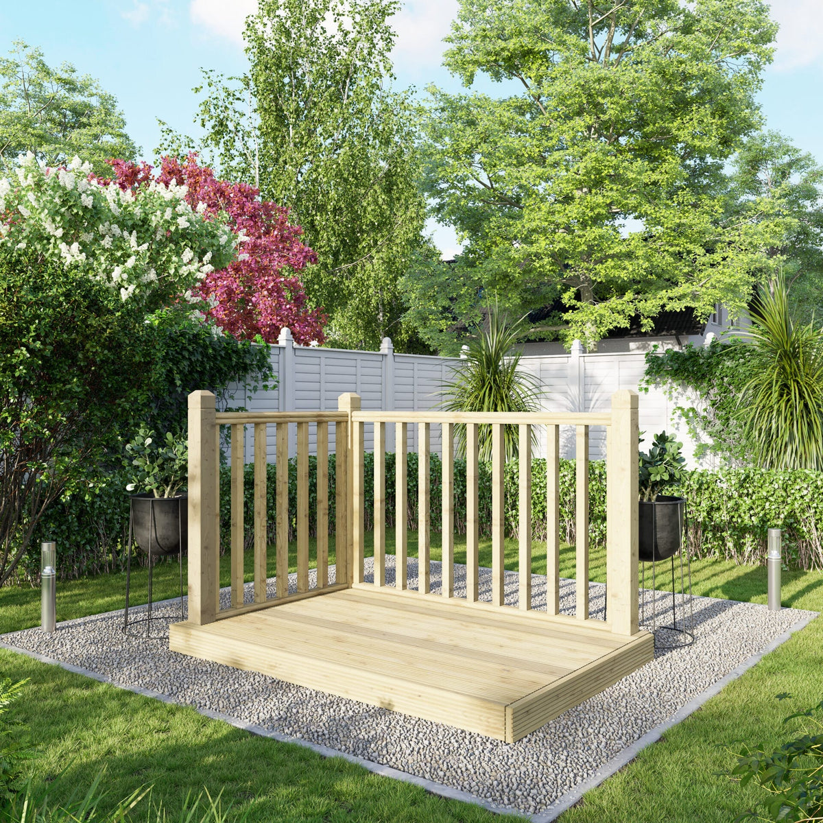 Power Wooden Decking Kit 4x6 / Handrails on Two Sides