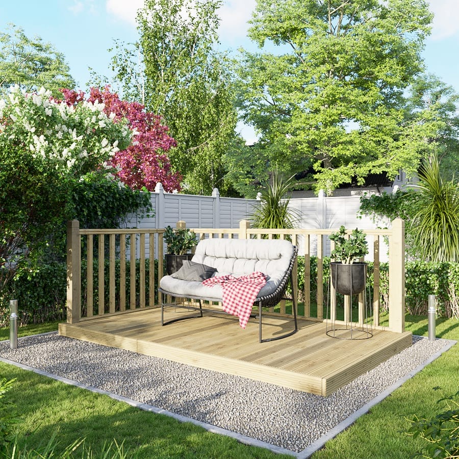 Power Wooden Decking Kit 6x10 / Handrails on Two Sides