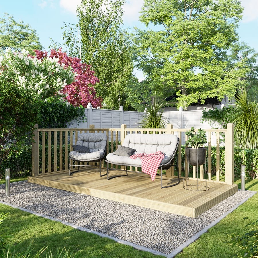 Power Wooden Decking Kit 6x12 / Handrails on Two Sides