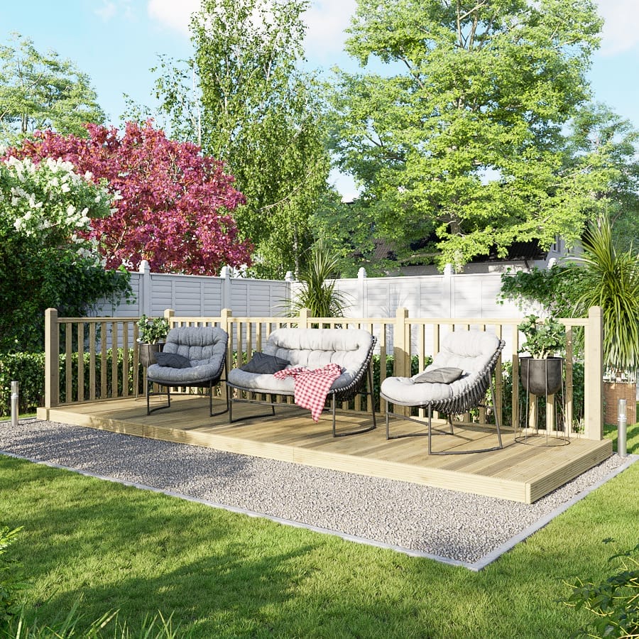 Power Wooden Decking Kit 6x18 / Handrails on Two Sides