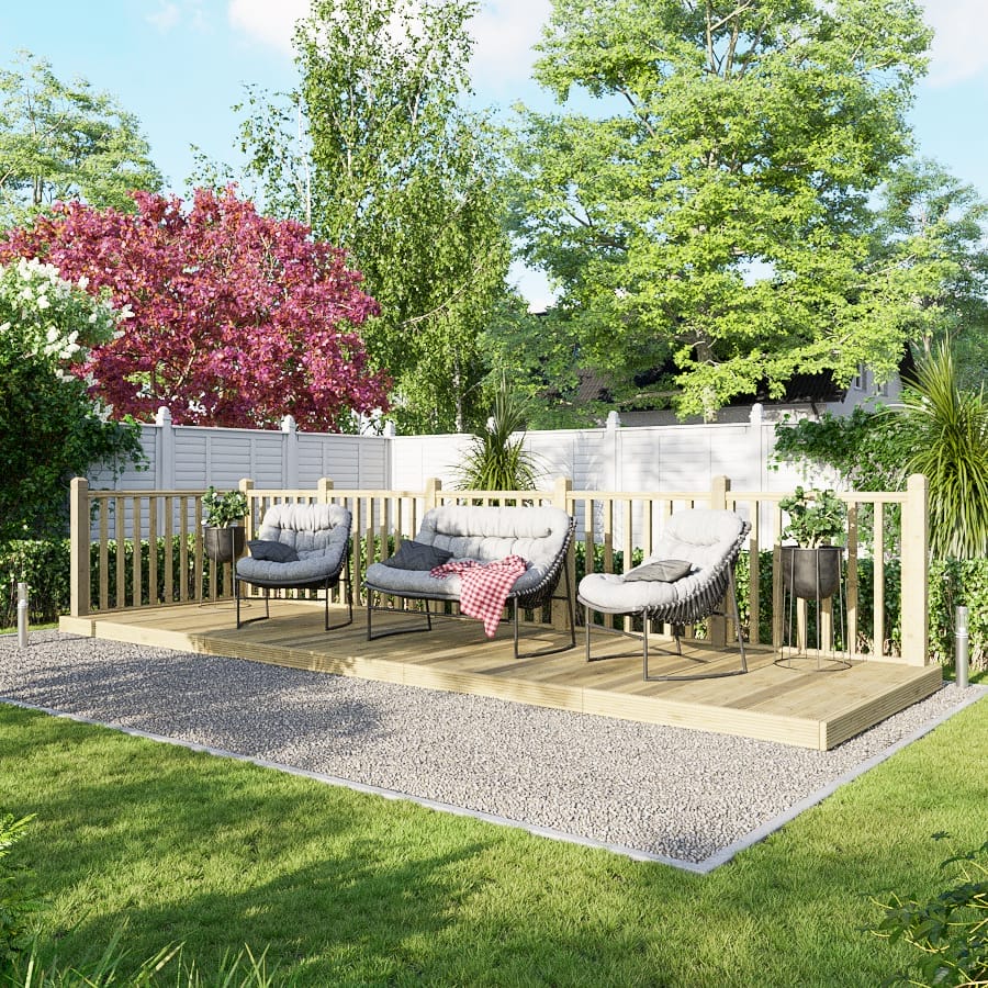 Power Wooden Decking Kit 6x20 / Handrails on Two Sides