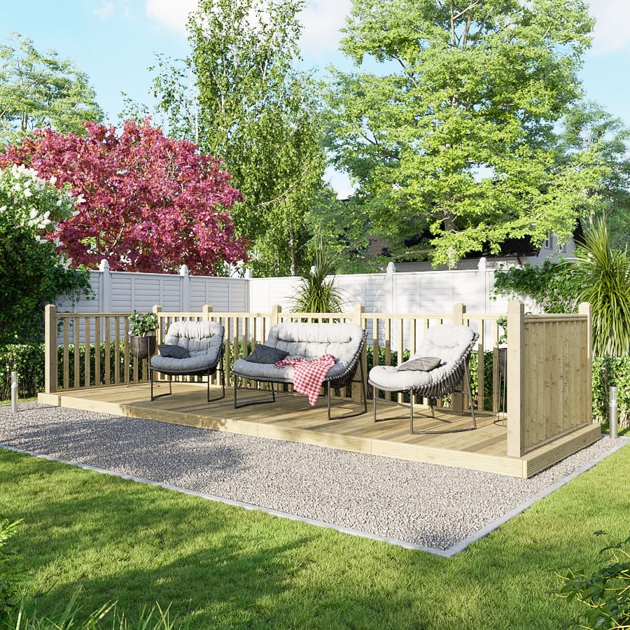 Power Wooden Decking Kit 6x20 / Handrails on Three Sides