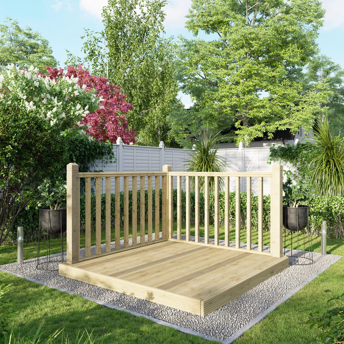 Power Wooden Decking Kit 6x6 / Handrails on Two Sides