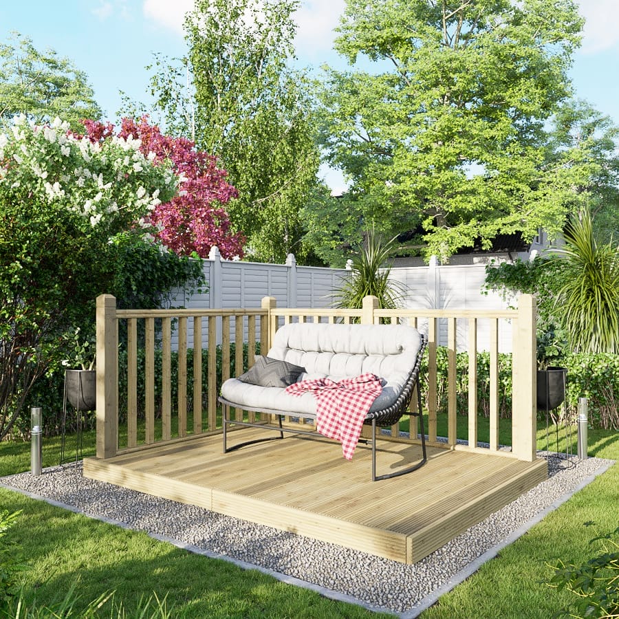 Power Wooden Decking Kit 6x8 / Handrails on Two Sides