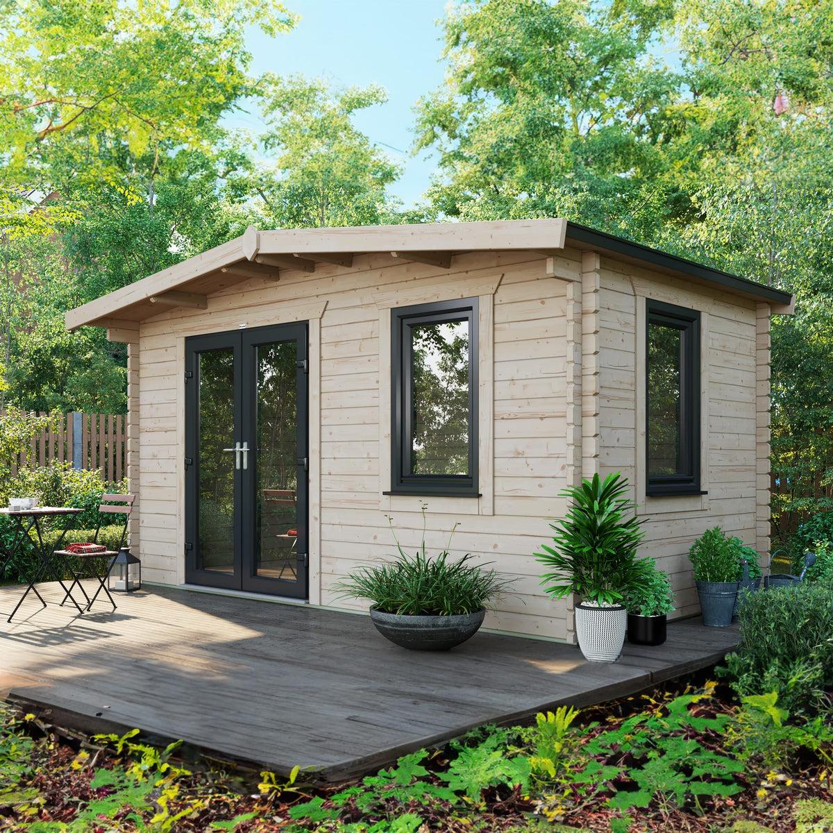 Power Sheds Power Chalet Log Cabin 44mm 8ft x 14ft / Left