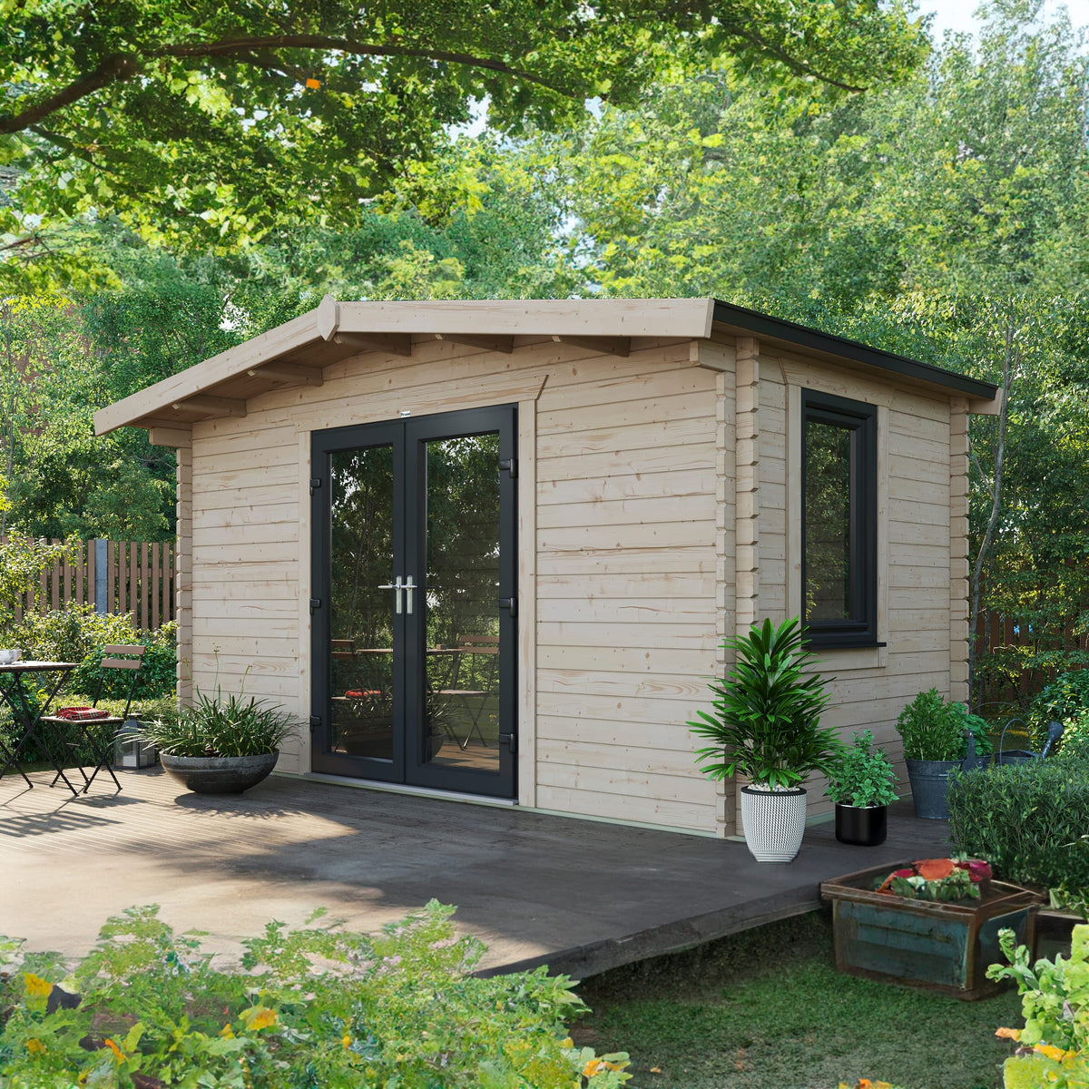 Power Sheds Power Chalet Log Cabin 44mm 8ft x 14ft / Centre