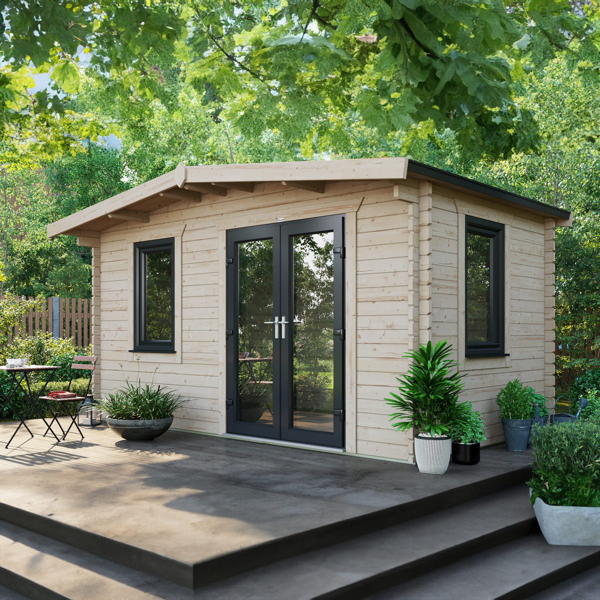Power Sheds Power Chalet Log Cabin 44mm 8ft x 14ft / Right