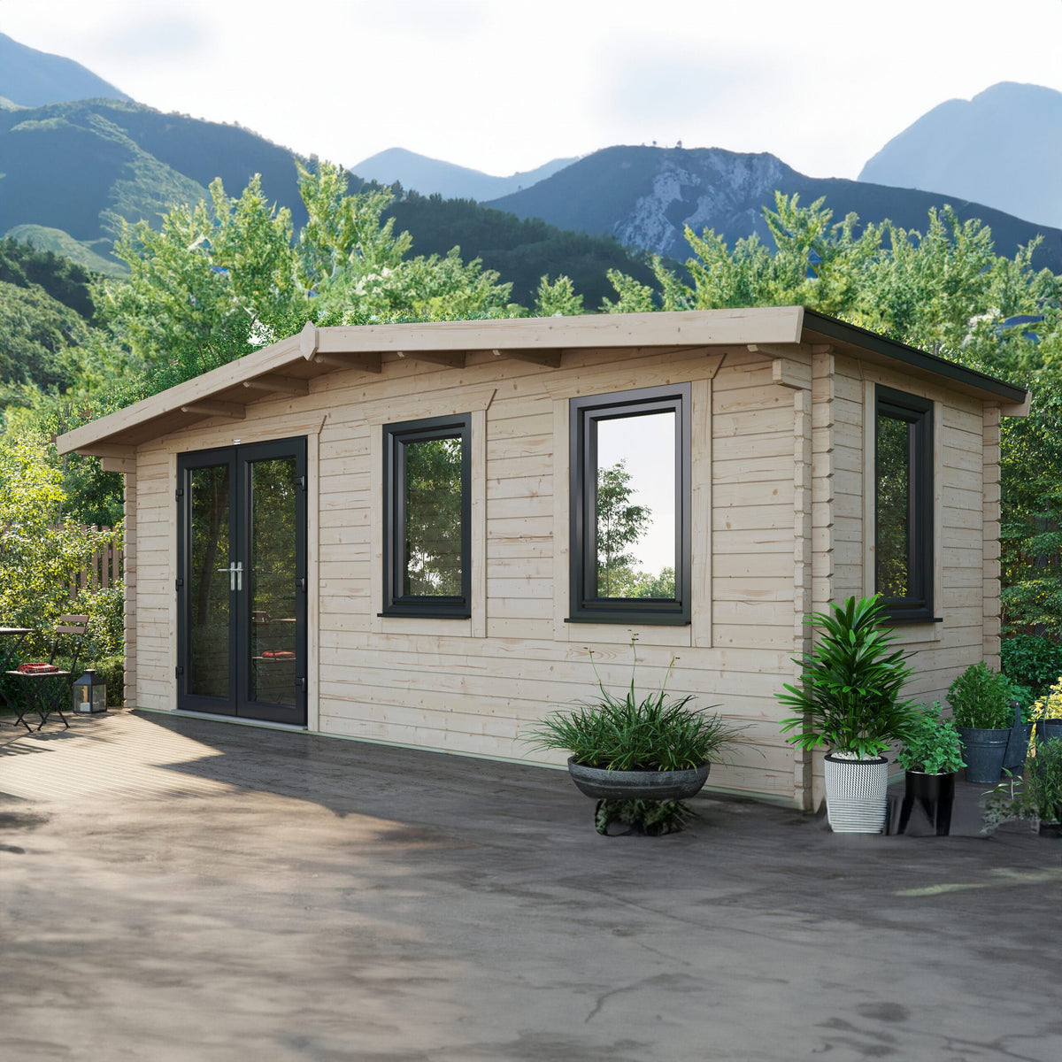 Power Sheds Power Chalet Log Cabin 44mm 8ft x 20ft / Left