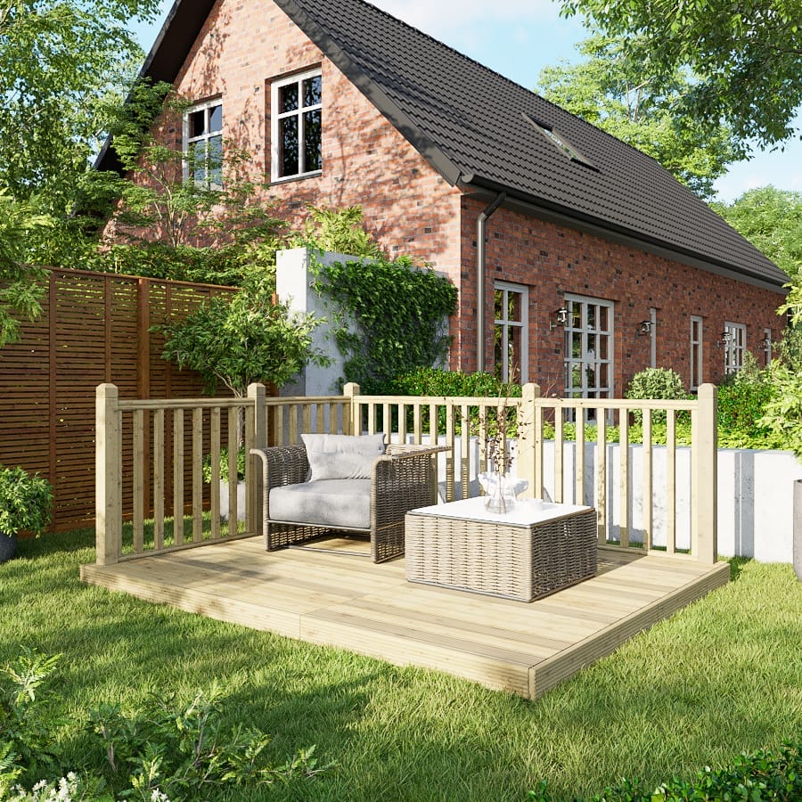 Power Wooden Decking Kit 8x10 / Handrails on Two Sides