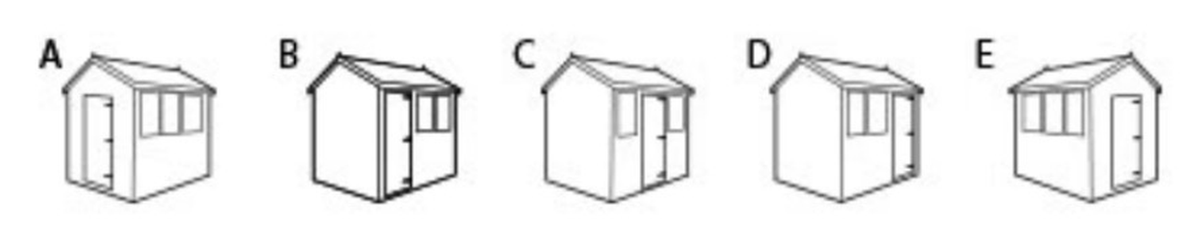 Shedlands door position options – apex sheds